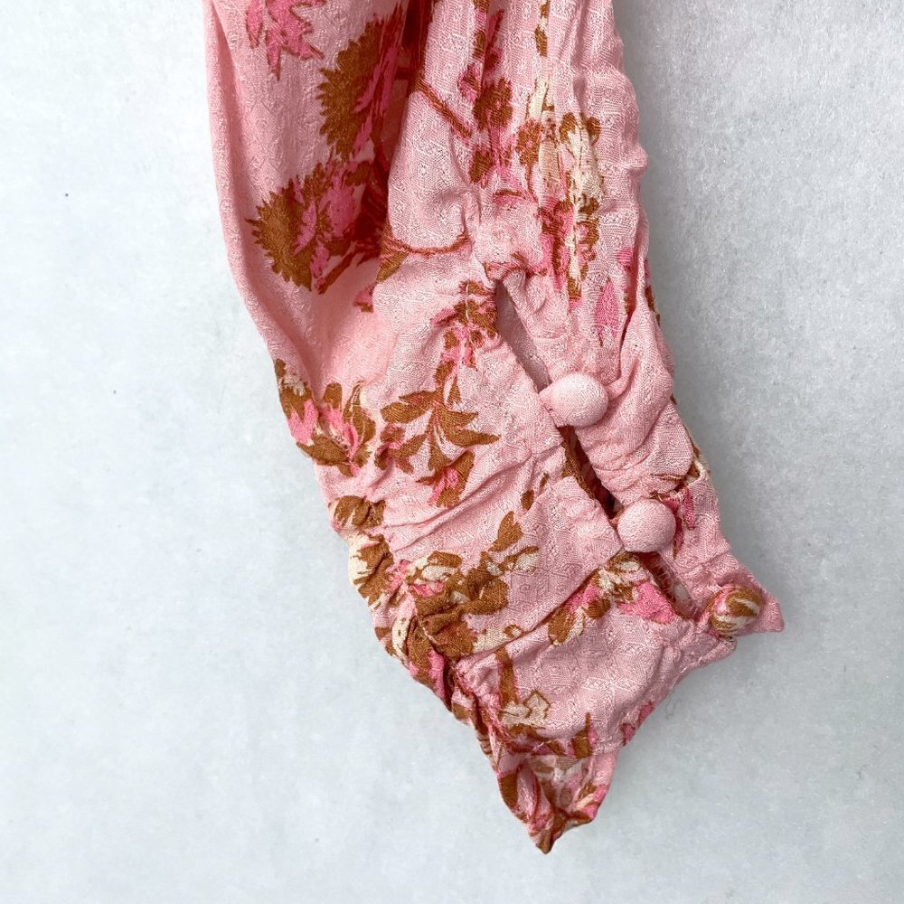 NEW Free People Women's Pink Print Hilary Top Long Sleeves Lightweight XS - Picture 4 of 9